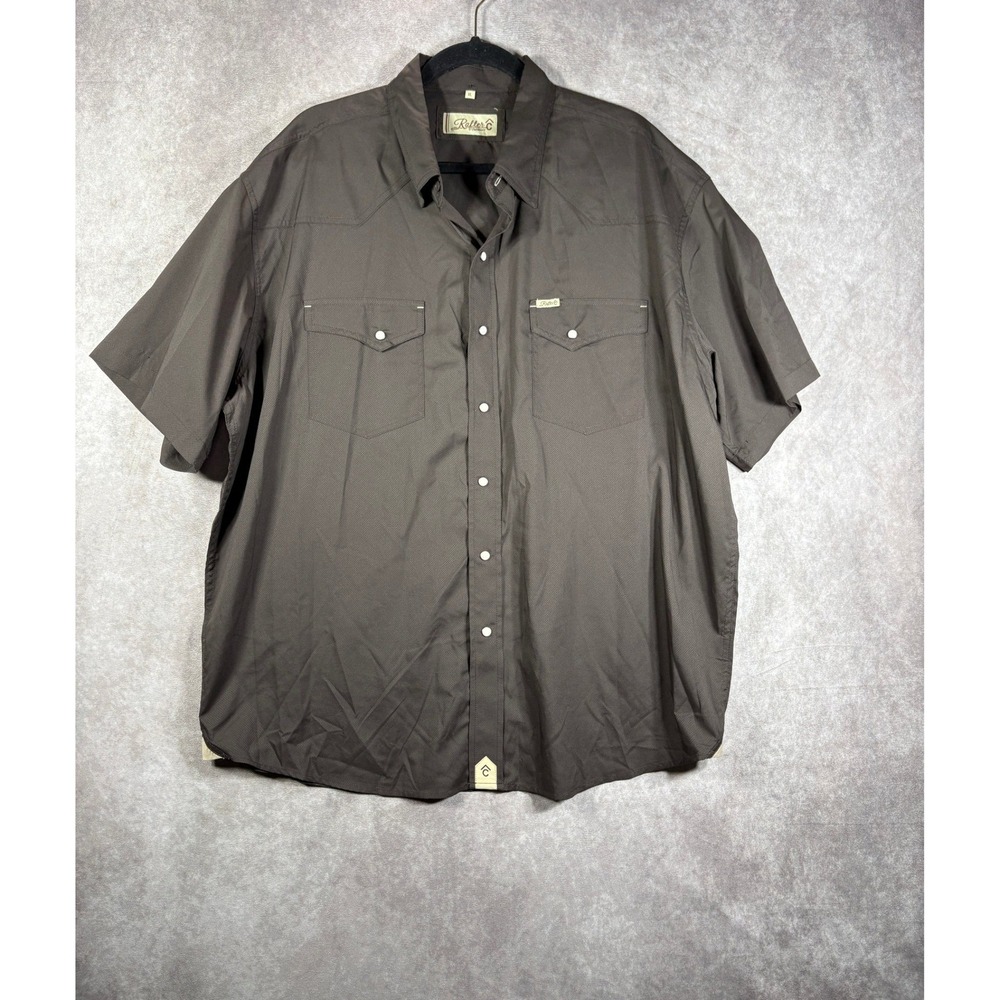 Rafter C Shirt Mens XL Brown Outdoors Western Pearl Snap Short Sleeve Cowboy